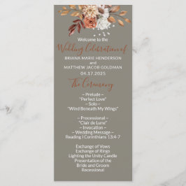 Herfst Floral Bouquet Gray Wedding Programme Programmakaart