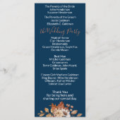 Herfst Floral Bouquet Navy Blue Wedding Program Programmakaart (Achterkant)
