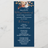 Herfst Floral Bouquet Navy Blue Wedding Program Programmakaart (Voorkant)