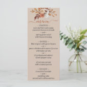 Herfst Floral Bouquet Taupe Wedding Menu (Staand voorkant)