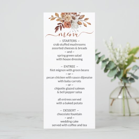 Herfst Floral Bouquet Wedding Menu (Staand voorkant)