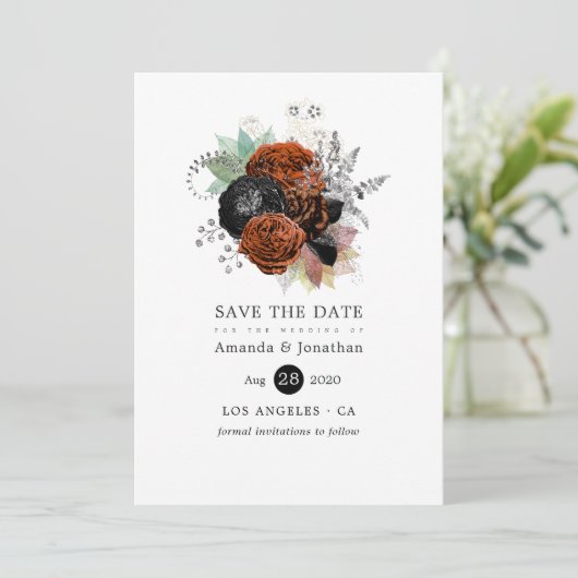  Herfst Floral Bouquet Wedding Save the Date (Staand voorkant)