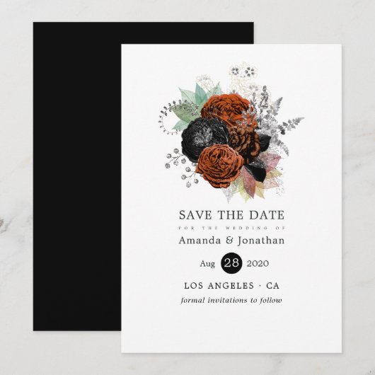  Herfst Floral Bouquet Wedding Save the Date (Voorkant / Achterkant)