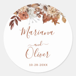 Herfst Floral Bouquet White Envelope-zegels Ronde Sticker