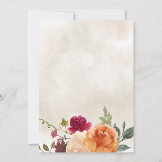 Herfst Floral Bourgondië Sinaasappel Pompoen Patch Kaart (Achterkant)