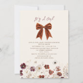 Herfst Floral Bow Girl Baby shower Kaart (Voorkant)