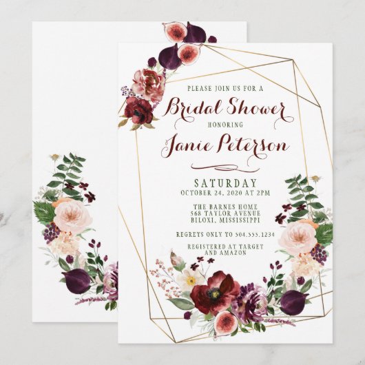 Herfst Floral Bridal Shower Kaart (Voorkant / Achterkant)