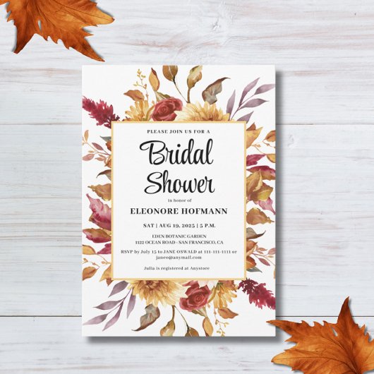 Herfst Floral Bridal Shower Kaart