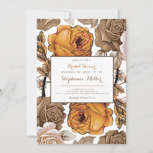 Herfst Floral Bridal Shower Kaart (Voorkant)