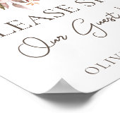 Herfst Floral Brown op witte bruiloft Gast Boek te Poster (Hoek)