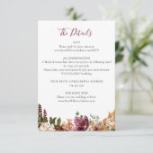 Herfst Floral bruiloft details Informatiekaartje (Staand voorkant)