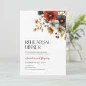Herfst Floral bruiloft repetitie diner Kaart (Staand voorkant)