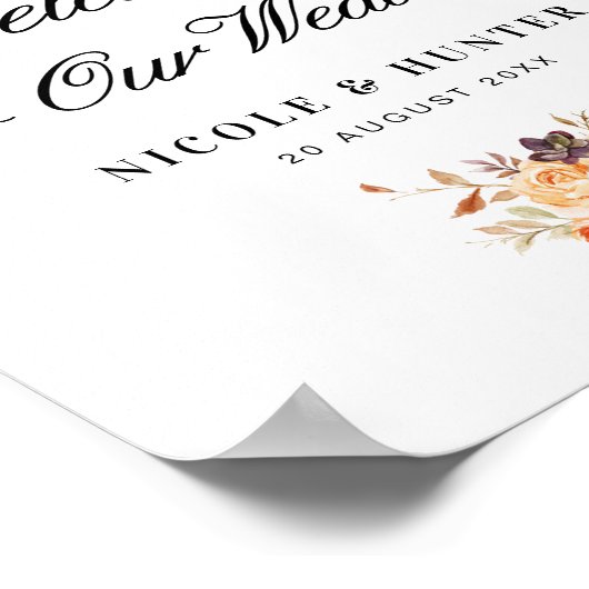 herfst floral bruiloft welkomstbord poster (Hoek)