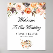herfst floral bruiloft welkomstbord poster (Voorkant)