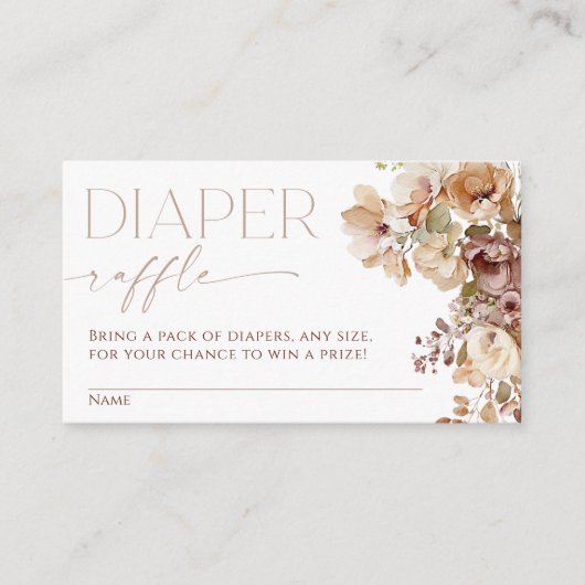 Herfst floral bruin beige boho luier raffle informatiekaartje (Voorkant)
