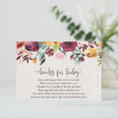 Herfst floral burgundy baby shower informatiekaartje (Staand voorkant)