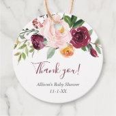 Herfst floral burgundy blauw roze herfstpleisters bedankjes labels (Voorkant)