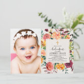 Herfst floral burgundy blush oormeringsfoto kaart (Staand voorkant)