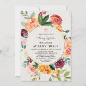 Herfst floral burgundy rustige waterverf baptisme kaart (Voorkant)