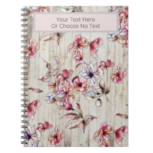Herfst Floral Burgundy Waterverf Flowers Rustic Notitieboek