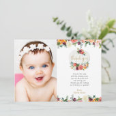 Herfst floral burgundy white pumpkin bedankt je ka kaart (Staand voorkant)