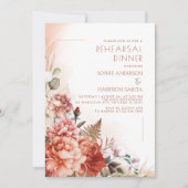 Herfst Floral Burnt Oranje Rehearsal Dinner Kaart (Voorkant)
