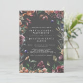 Herfst Floral Burst Lijst Moody Warm Tones Wedding Kaart (Staand voorkant)