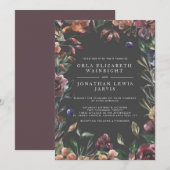 Herfst Floral Burst Lijst Moody Warm Tones Wedding Kaart (Voorkant / Achterkant)