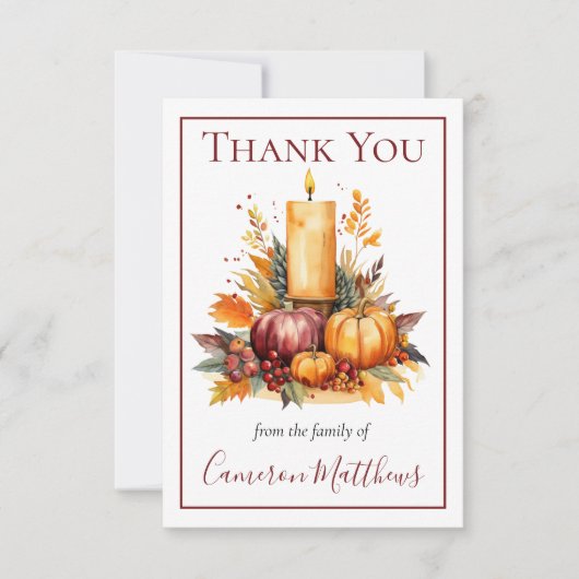 Herfst Floral | Candle Floral Bereavement Dank u Bedankkaart (Voorkant)