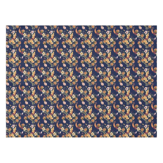 Herfst Floral Celebration Navy Tablecloth Tafelkleed (Voorkant (Horizontaal))