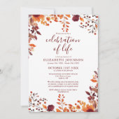 Herfst Floral Celebration of Life Fotobegrafenis Kaart (Voorkant)