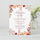 Herfst Floral Celebration of Life Fotobegrafenis Kaart (Staand voorkant)