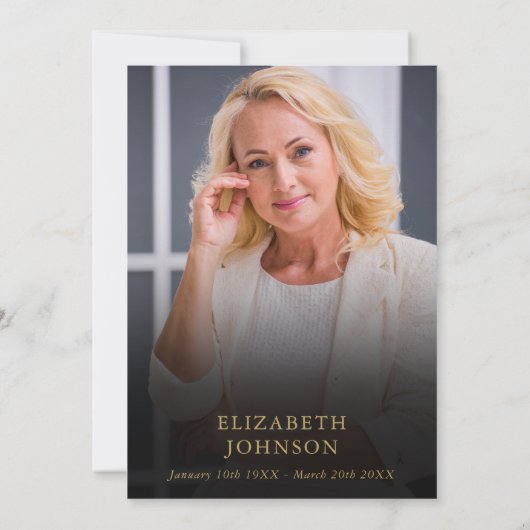 Herfst Floral Celebration of Life Fotobegrafenis Kaart (Achterkant)