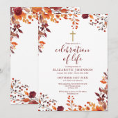 Herfst Floral Christelijke viering van het leven b Kaart (Voorkant / Achterkant)