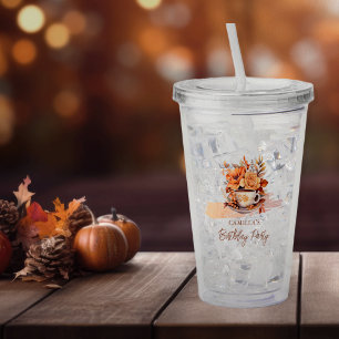 Herfst Floral Cottage Core Teacup Verjaardagstheef Acryl Drinkbeker