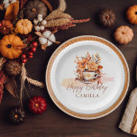 Herfst Floral Cottage Core Teacup Verjaardagstheef Papieren Bordje<br><div class="desc">Dompel jezelf onder in de gezellige elegantie van het najaar met ons "Herfst Floral Cottage Core Teacup Birthday Tea Party" design collectie. Deze charmante illustratie heeft een delicate witte theekopje versierd met een sierlijk bladpatroon, sierlijk rustend op een bijpassende schotel. Rondom dit middelpunt is een levendige herfst boeket, barst van...</div>