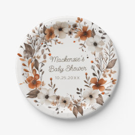 Herfst Floral Cottagecore Baby shower Papieren Bordje