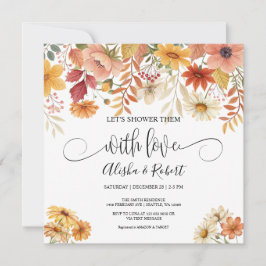 Herfst Floral Couples Shower Invitation Kaart