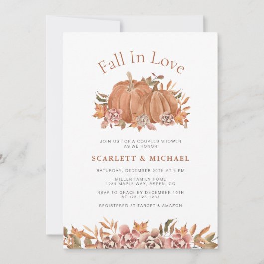 Herfst Floral Couples Shower Invitation Kaart (Voorkant)