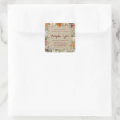 Herfst Floral craft papier productetiket Vierkante Sticker (Tas)