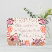 Herfst Floral de Borgoña Quinceanera Celebración Kaart (Staand voorkant)