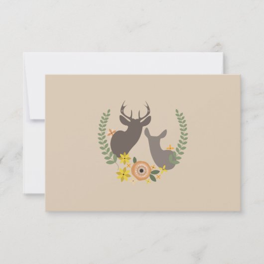 Herfst Floral Deer Wedding RSVP Kaartje (Voorkant)
