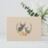 Herfst Floral Deer Wedding RSVP Kaartje (Staand voorkant)