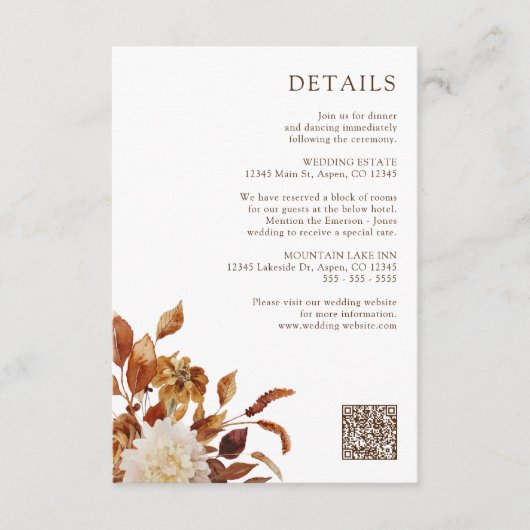 Herfst Floral Details Informatiekaartje (Voorkant)