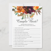 Herfst Floral die het beste bruidsspel van het paa Kaart (Voorkant)