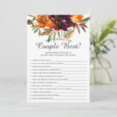 Herfst Floral die het beste bruidsspel van het paa Kaart (Staand voorkant)