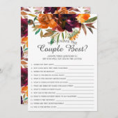 Herfst Floral die het beste bruidsspel van het paa Kaart (Voorkant / Achterkant)