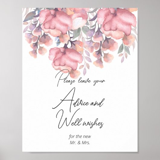 Herfst Floral Dusty Roos Advice and well wenst Poster (Voorkant)