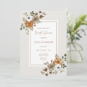 Herfst Floral Elegant Bridal Shower Invitation Kaart (Staand voorkant)