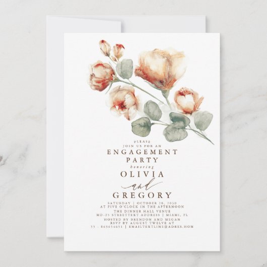 Herfst Floral Elegant Romantic Engagement Party Kaart (Voorkant)